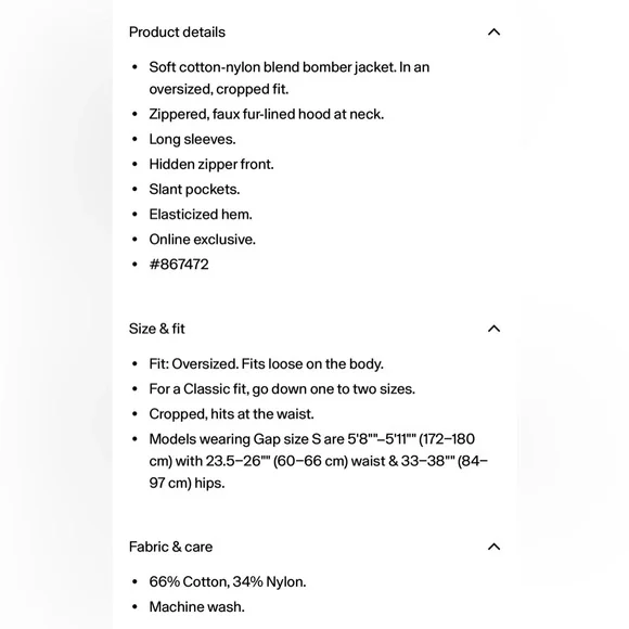 Gap Studio Faux fur lined crop bomber jacket - Picture 10 of 10